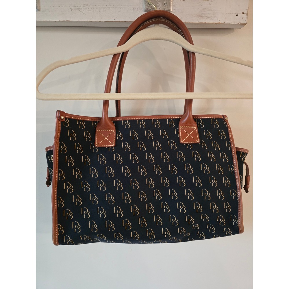 Dooney & Bourke Vintage Monogram Tote Bag Navy Blue Canvas - Picture 4 of 6